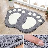 TOPCHANCES Kids Bath Rug, Anti-Slip Water Absorption Cute Foot Print Bath Mats Shower Carpet Reversible Rubber Doormat Toilet Rug Bathroom Carpets,Microfiber Mini Soft Bath (18