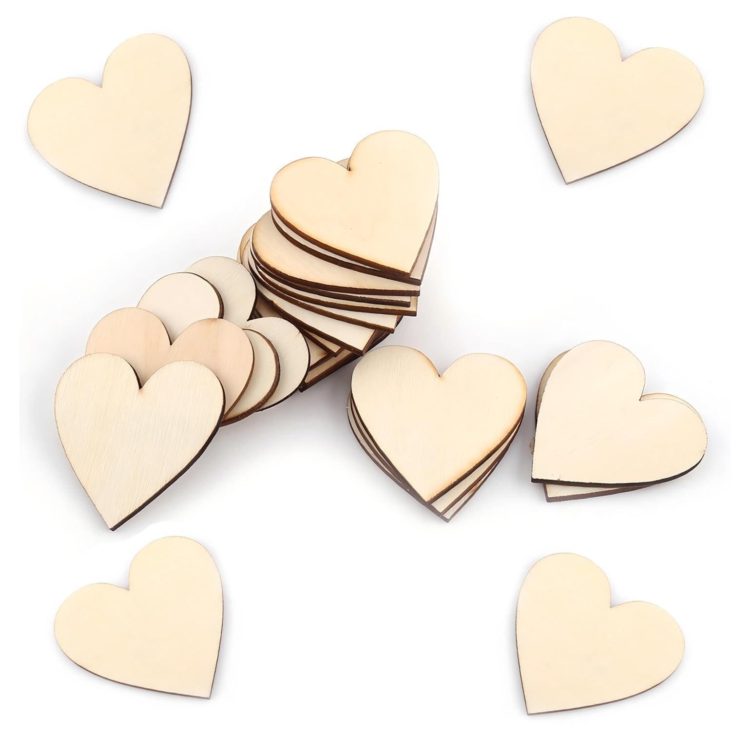 Tissting 25 Pieces Wooden Hearts for Crafting Projects 50mm Rustic Look - 25 Pieces Rustic Wooden Hearts for DIY Projects 2 Inches/5 Centimeters Ideal for Wedding and Festival Decorations