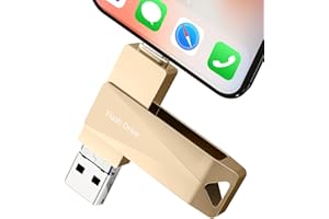 512GB Photo Stick for iPhone, Qainerly USB Flash Drive for iPhone 10 11 12 13 14 and More, 4 in 1 Memory Stick for Photos and Videos Transfer Storage, iPhone/iPad/PC/Android(Gold)