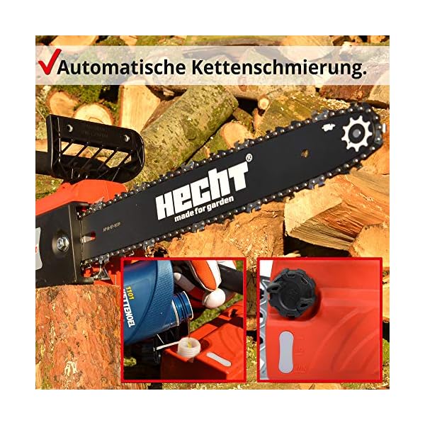 HECHT Elektro Kettensäge mit 2400 Watt Power – 45,8 cm Schwert – Soft-Start-System – Rückschlagbremse – Kette… – Bild 5