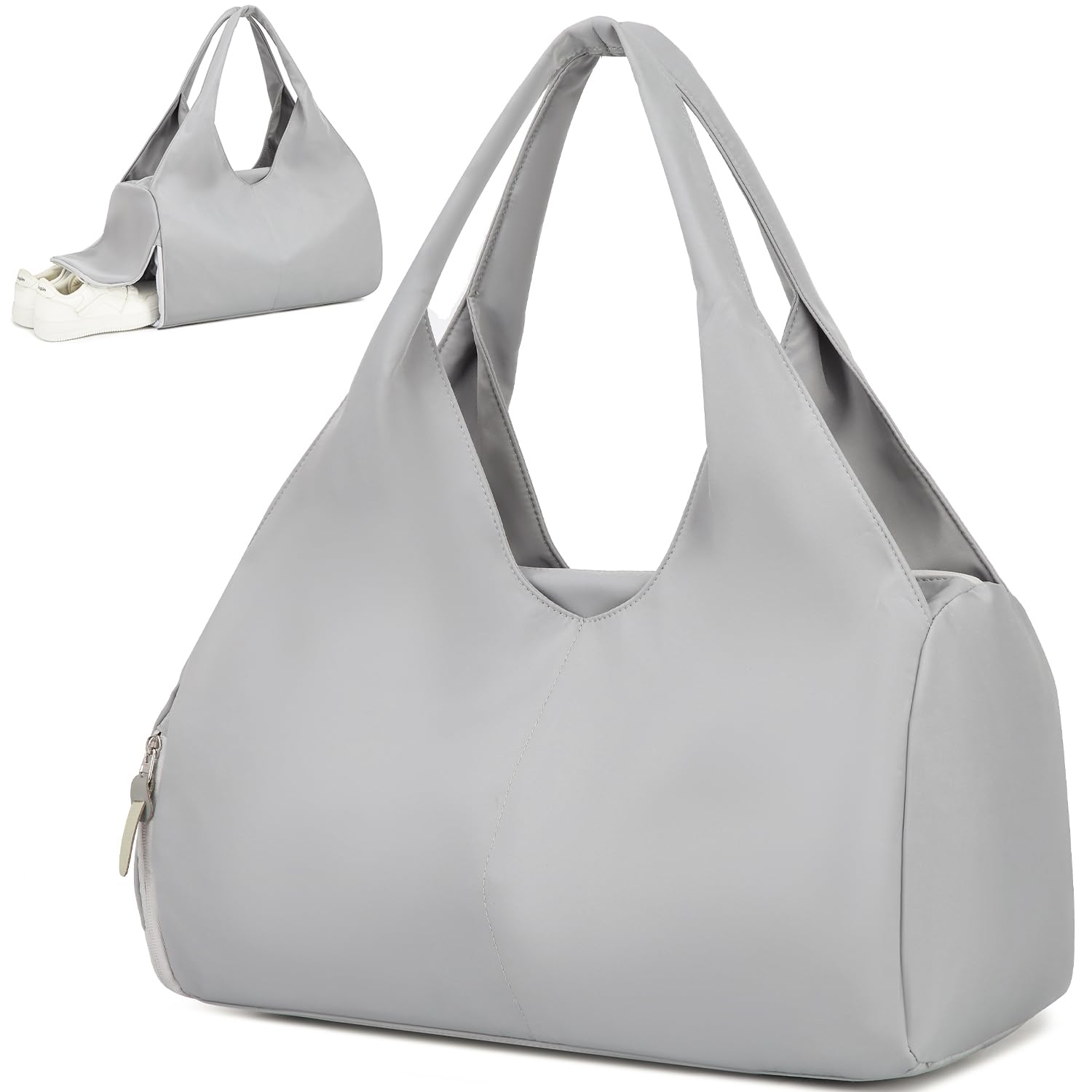 BlesMaller Carry On Travel Duffle Bag Packable Luggage Travelling Gear Sports Gym Bags Lightweight Tote Shoulder Pack(Grey)