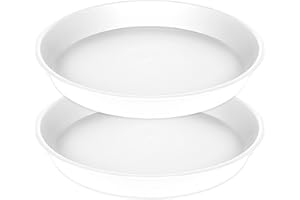 Angde Plant Saucer 17 Inch, 2 Pack of 17 inch Plant Saucers Round, Plastic Flower Plant Trays for Pots, Plant Saucers for Indoors 17", Planter Pot Tray for Planter 8-10" (17", Creamy White)
