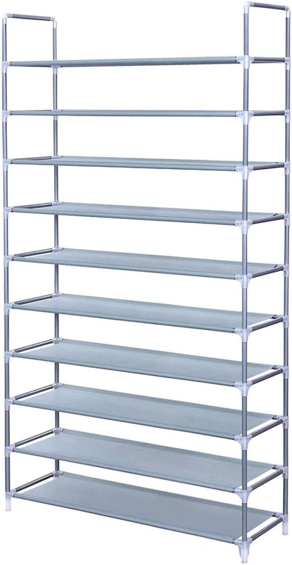amazon shoes rack on Amazon Com Soso Bantian1989 Grey 10 Tiers Shoe Rack 50 Pairs Non Woven Fabric Shoe Storage Organizer Cabinet 39 4 X 11 X 70 Inch Home Improvement