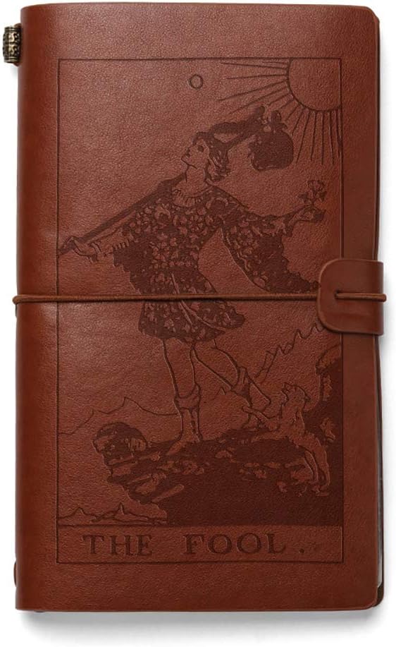 Tarot Notebook Vintage Rider Waite Tarot Card Embossed Journal Travel Diary Sketchbook (No. 0 The Fool)