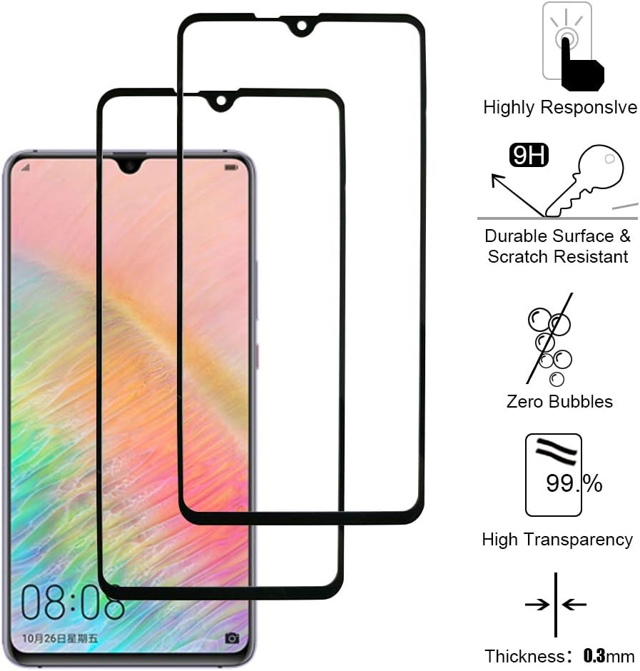 Siumir 2 Pack Full Coverage Tempered Glass Screen Protector Film for Huawei Mate 20 X/Mate 20X 7.2 Inch Curved Screen Protector 0,3 mm 9H Hardness