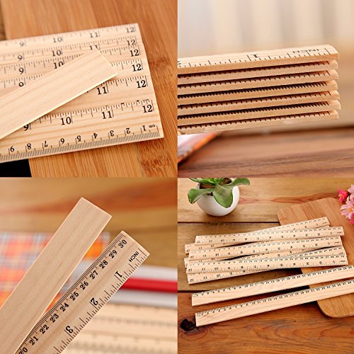 ONEST 30 Pack Wooden Rulers Student Rulers Wood School Rulers Measuring Ruler Office Rulers,2 Scale, 30 cm and 12 Inch