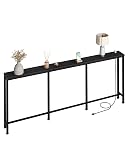 CHOEZON 78.7" Narrow Console Table with Power Outlet 7.1" Skinny Sofa Long Behind Couch Table with Charging Station for Hallway, Living Room Black TXG20UBB