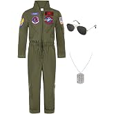 Woaproer Fighter Pilot Costume for Boys Kids Flight Suit Halloween Costumes Party Dress Up