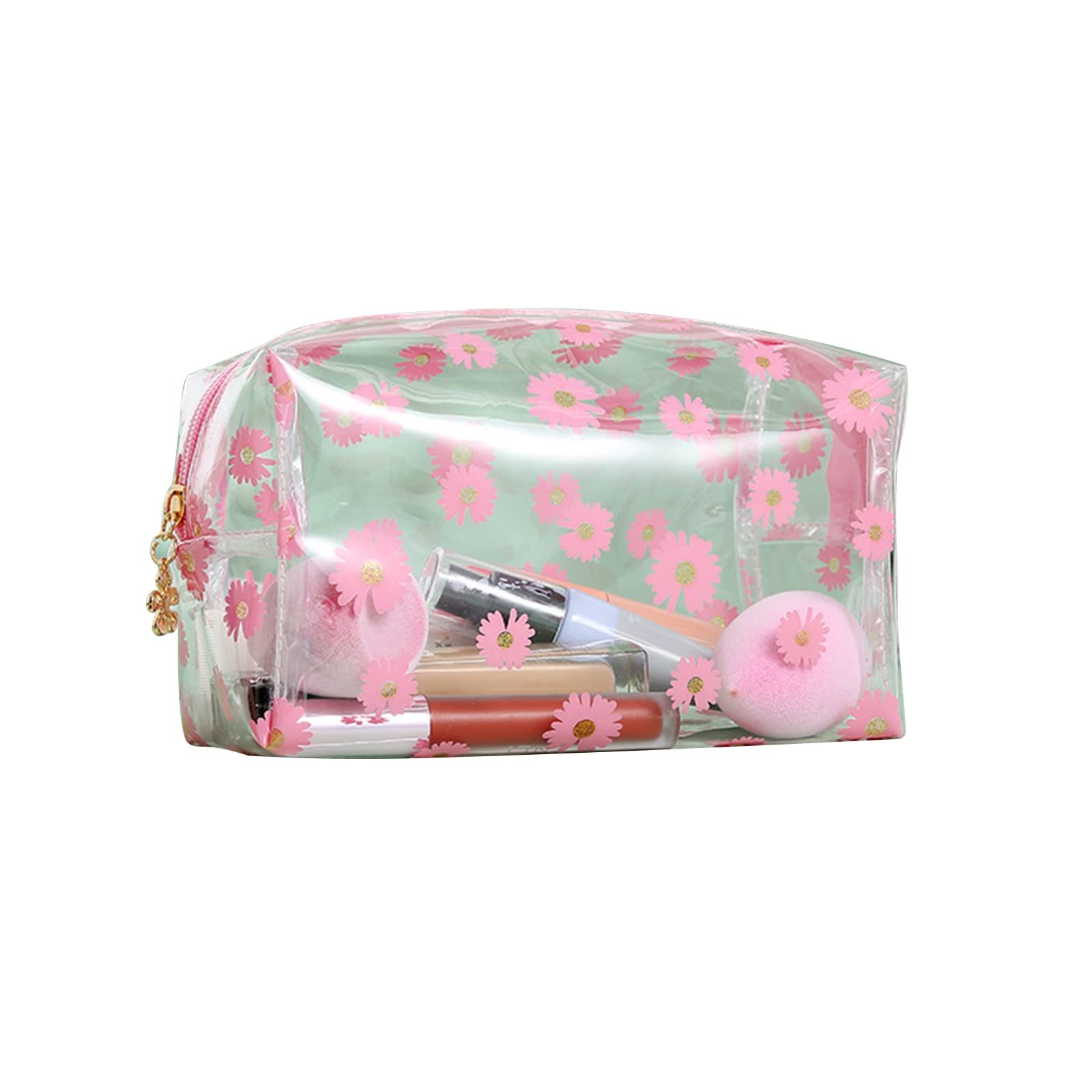 Elionless Clear Pencil Case, Plastic Large Transparent Pencil Case Zipper Pen Pencil Bag Pouch Travel Cosmetic Makeup Bag School Supplies for Teenage Girls Boys Women (Daisy Pink)