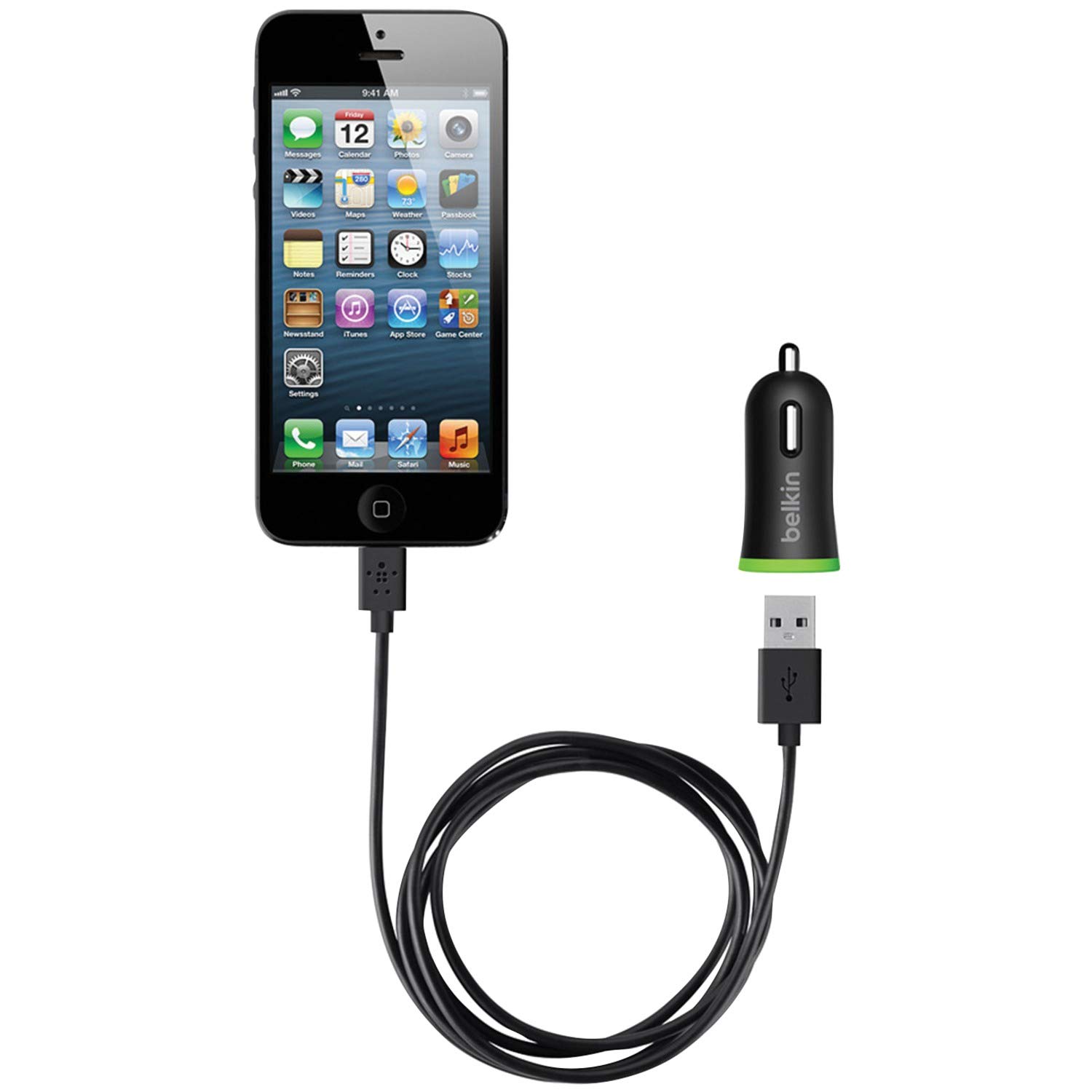 Belkin Lightning Charge and Sync Cable (MFI Approved) - 2.1 A Micro Car Charger, Black