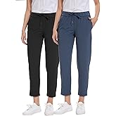 Orrstarry 2 Pack Women's Golf Pants with Deep Pockets Stretch 7/8 Ankle Sweatpants for Athletic, Work, Travel, Lounge