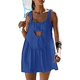 Sexyasasii Women Tennis Dress with Built in Shorts and Bra Sleeveless Casual Backless Golf Dress Athletic Dress with Pockets