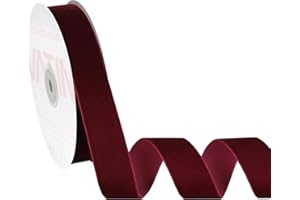 VATIN Wine Velvet Ribbon 1" Burgundy Premium Plush Velvet Woven Edge Ribbon for Christmas Tree,Gift Wrapping,Flower Bouquet,Wreath Decorations,Bow Making- 25 Yards