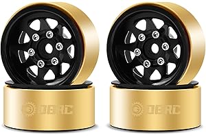 OGUNKE OGRC 1.0 RC Wheel Rims with Brass Rings Deep Dish Wheel Rims 1.0 Beadlock Wheels for 1/18 TRX4M 1/24 SCX24 C10 JLU Deadbolt Gladiator Bronco Crawler Car (Black)