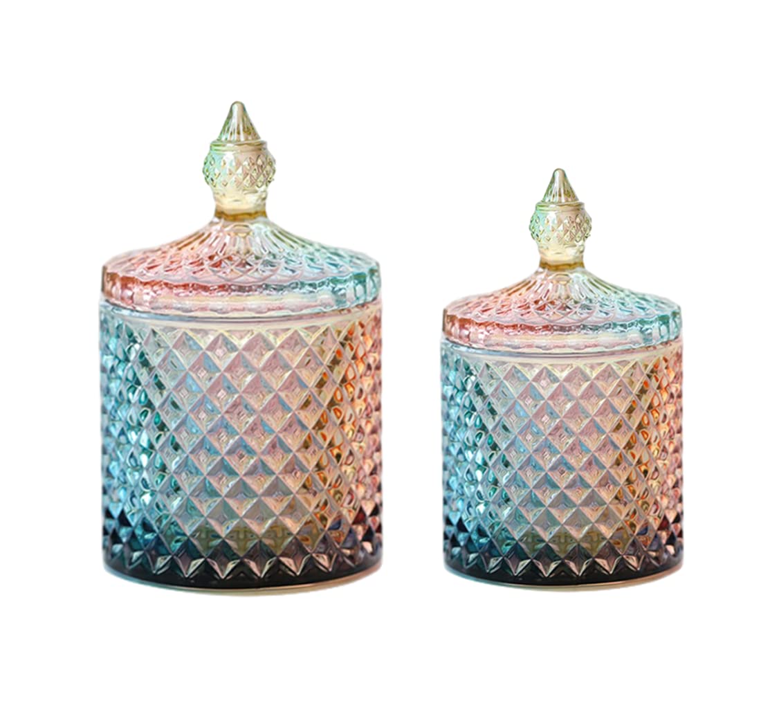 Eidoct Glass Candy Jars with Lids - Transparent Cookie Jar for Candy Buffet & Decorative Party Use (300ml & 600ml Rainbowl)