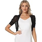 Allegra K Casual Short Sleeve Mesh Sheer Shrug for Women's Open Front Cropped Cardigan Bolero