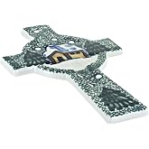 Blue Rose Polish Pottery - Winter Forest Cross - Green - 8.75" x 5.5" - Ceramic Wall Cross, Festive Christmas Design for Religious D&eacute;cor &amp; Holiday Gifting