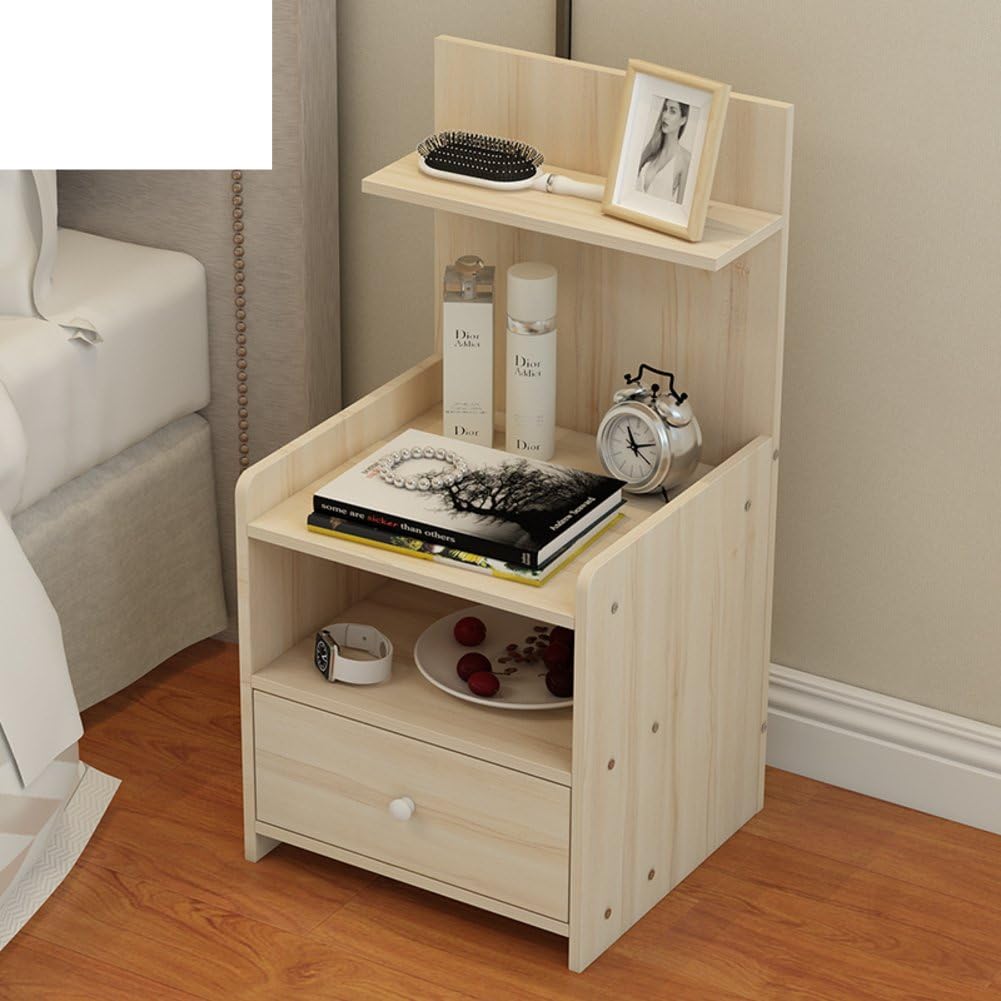 EWYGFRFVQAS Wooden bedside table Simple bedroom bedside cabinet Mini storage cabinet Living room Assembling bedstand Storage side cabinet-P 36.5x75x34cm(14x30x13)