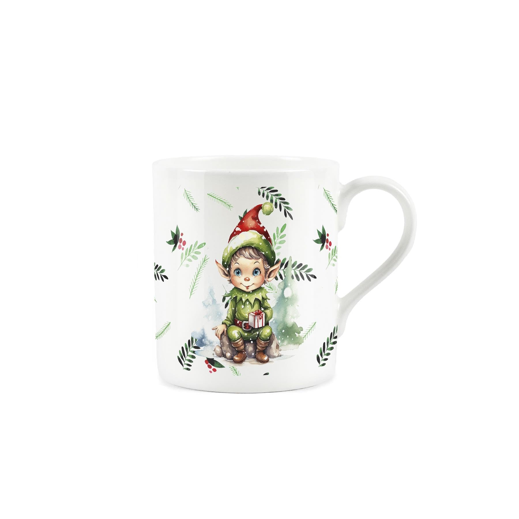Christmas Elf Mug - Xmas Festive Novelty Mug Gift - Small Bone China White Mug Coffee/Tea Present