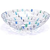 MAGCOLOR Hand Painted Blue Woven Glass Crystal Salad & Fruit Bowl Decoration,Centerpiece For Home,Office,Wedding Decor, Fruit