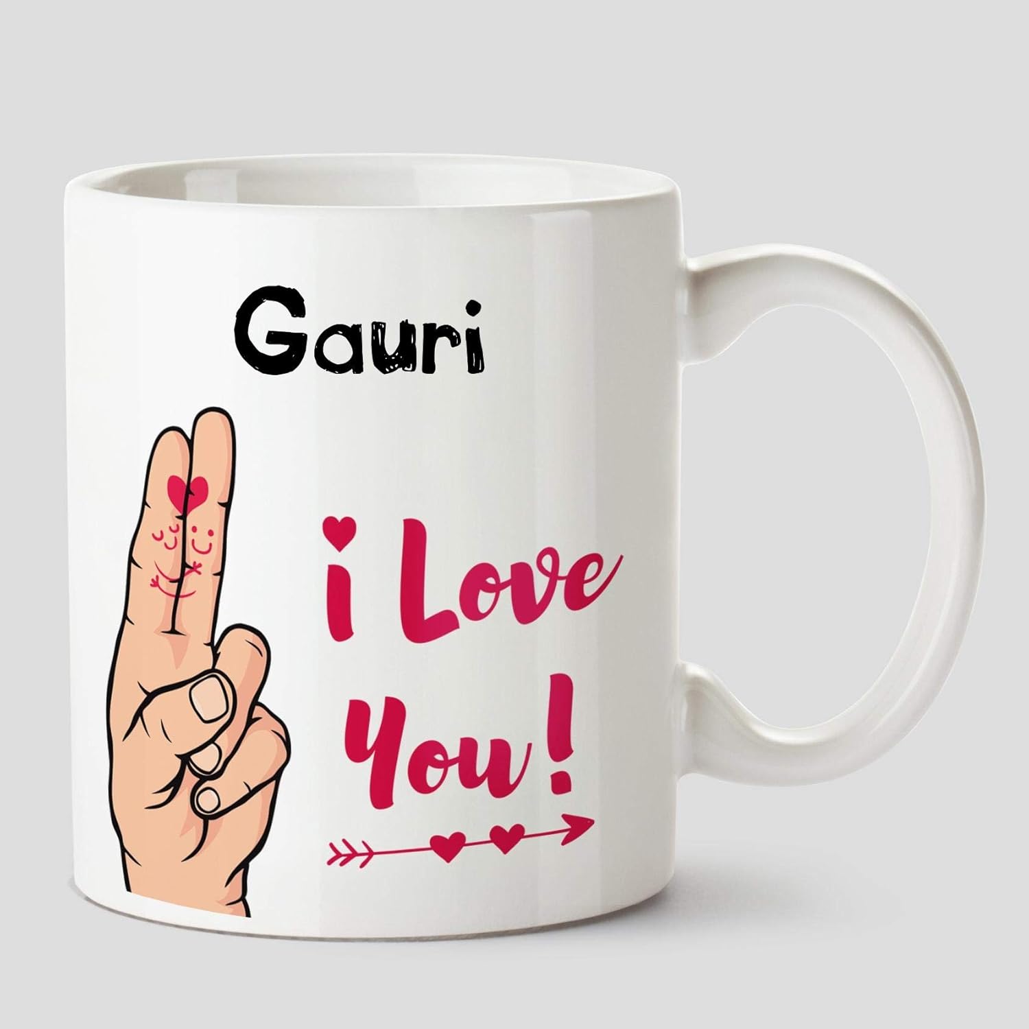 pic Gauri Name Art ceramic white coffee mug 330 ml