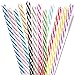 DAKOUFISH 12 Piece 11 Inch Reusable Plastic Thick Drinking Straws BPA Free Mason Jar Straws Transparent Small Stripe (11inch, Mix 12color)