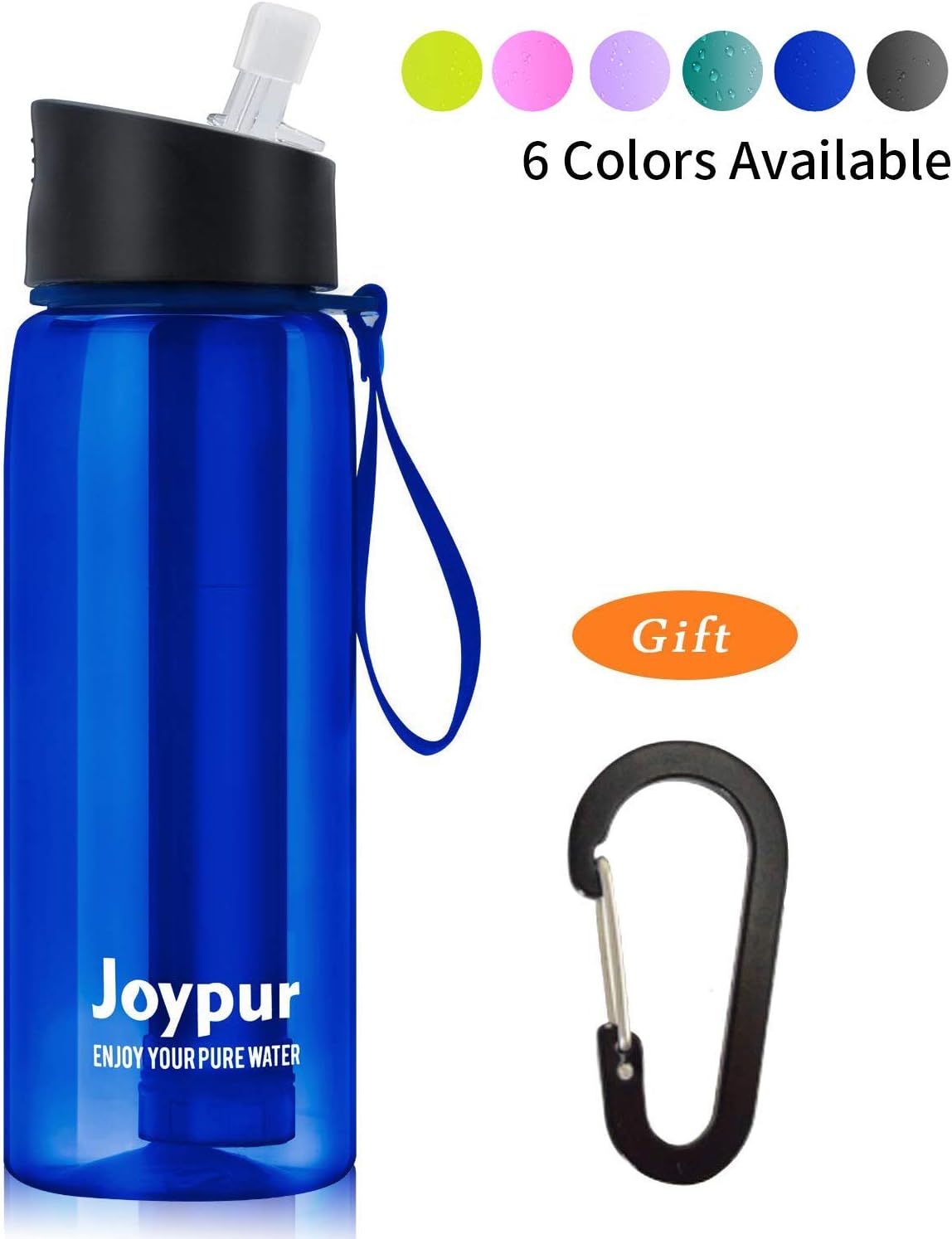 Joypur Outdoor Filtered Water Bottle - BPA Free, with Filter Integrated 3 Stage Portable Water Bottle for Camping Travel Hiking Backpacking : Sports & Outdoors