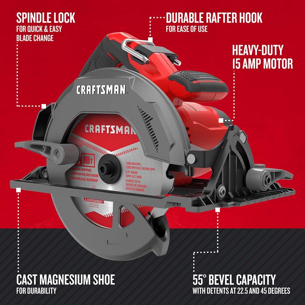 CRAFTSMAN 7-1/4-Inch Circular Saw, 15-Amp (CMES510) - - 