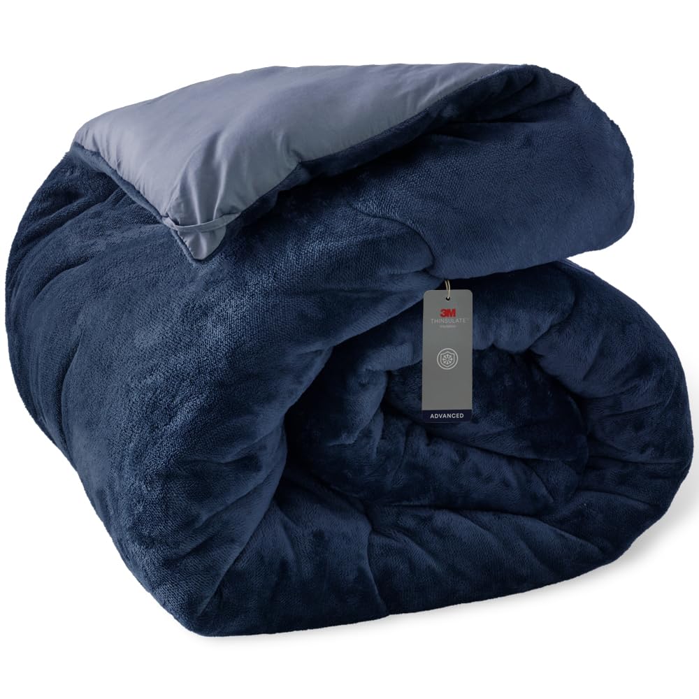 アイリスプラザ 掛け布団 シンサレート 充填量1.5kg 軽くてあったか 高保温・断熱性 洗濯機OK 高機能中綿素材シンサート使用 暖かさを逃さない掛布団 超極細マイクロファイバー繊維 フランネル生地 シングル ダークネイビー商品画像