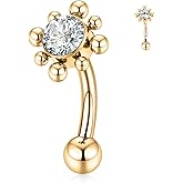 FUNLMO Belly Button Ring Turquoise Belly Button Piercing G23 Titanium Belly Ring Navel Piercing Jewelry 14G Navel Barbell Stud