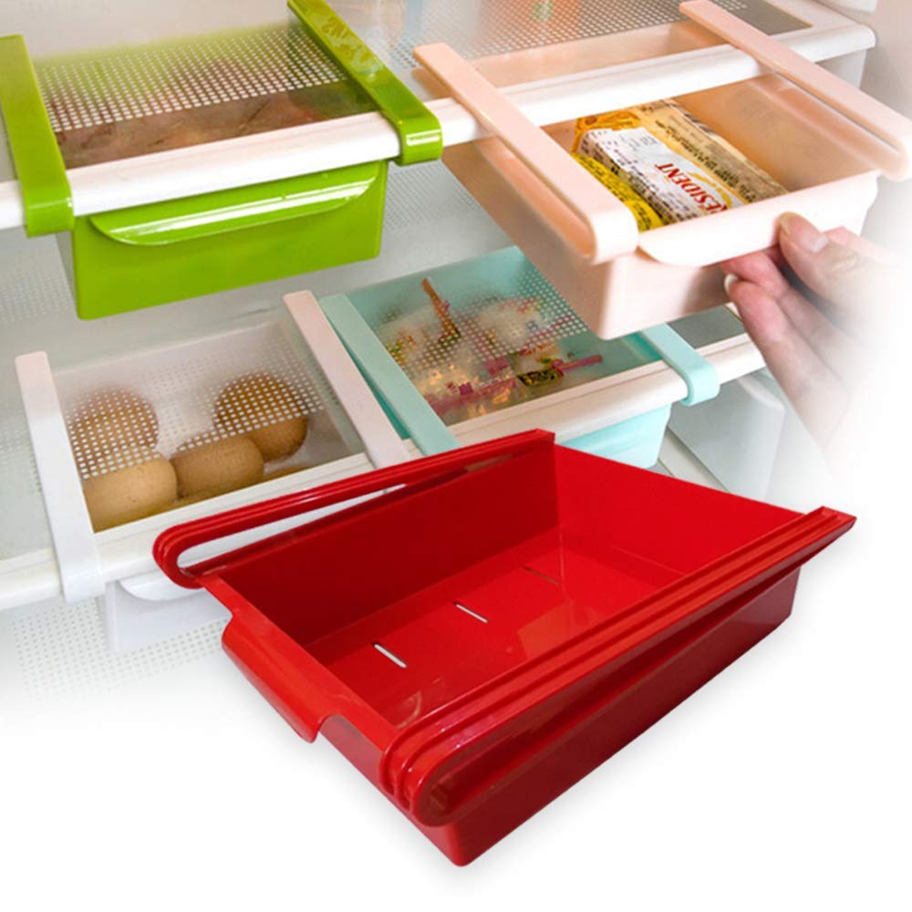 NIMJE Fridge Space Saver Organizer Slide Storage Racks Shelf Pack of (2