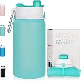 PLTCAT Collapsible Water Bottles, 19oz Foldable Silicone Travel Bottles | BPA-Free Silicone, Leak-Proof Lids, Dishwasher Safe, Carabiner Clips, Compact Roll-Up Design