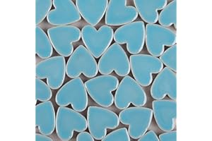 ARTLIFE HOME Mosaic Tiles ¨C 48 Pieces Pack of Assorted Stained Glass Mosaic Tile Supplies for DIY Crafts,Plates,Picture Frames,Flowerpots,Handmade Jewelry - Love Heart 2.2x2.3 cm - Sky Blue
