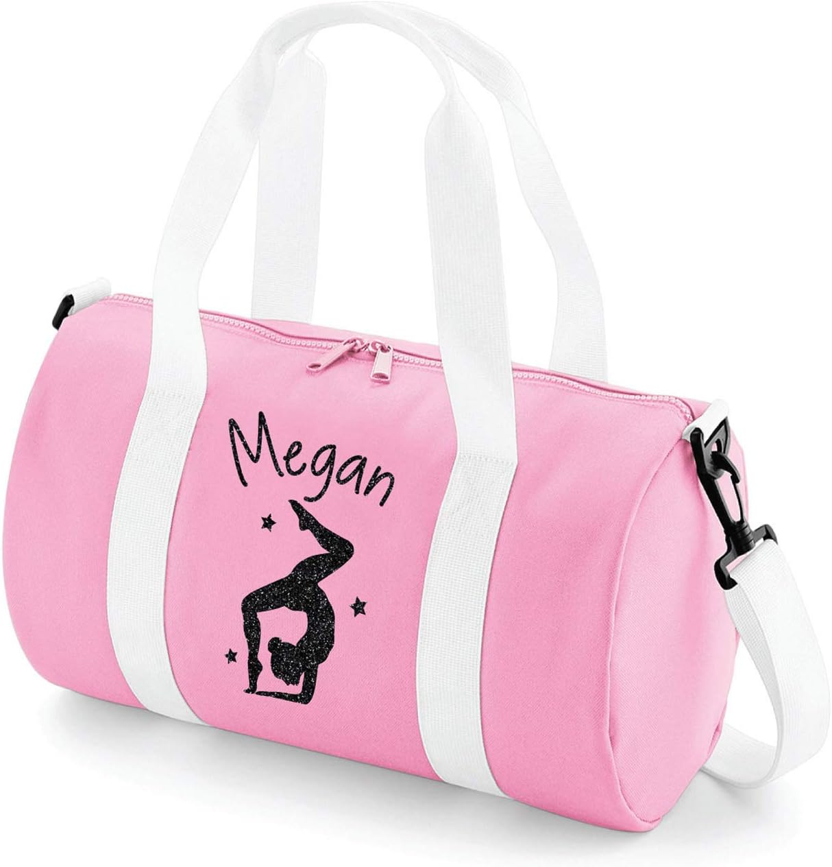 Absolutely Top Girls Personalised Gymnastics Handstand Glitter Barrel Bag
