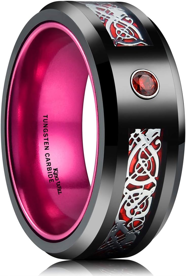 GEM 6mm Tungsten Ring Wedding Band Cubic Zircon Stone Ring Comfort Fit Matte Finish(10.5)