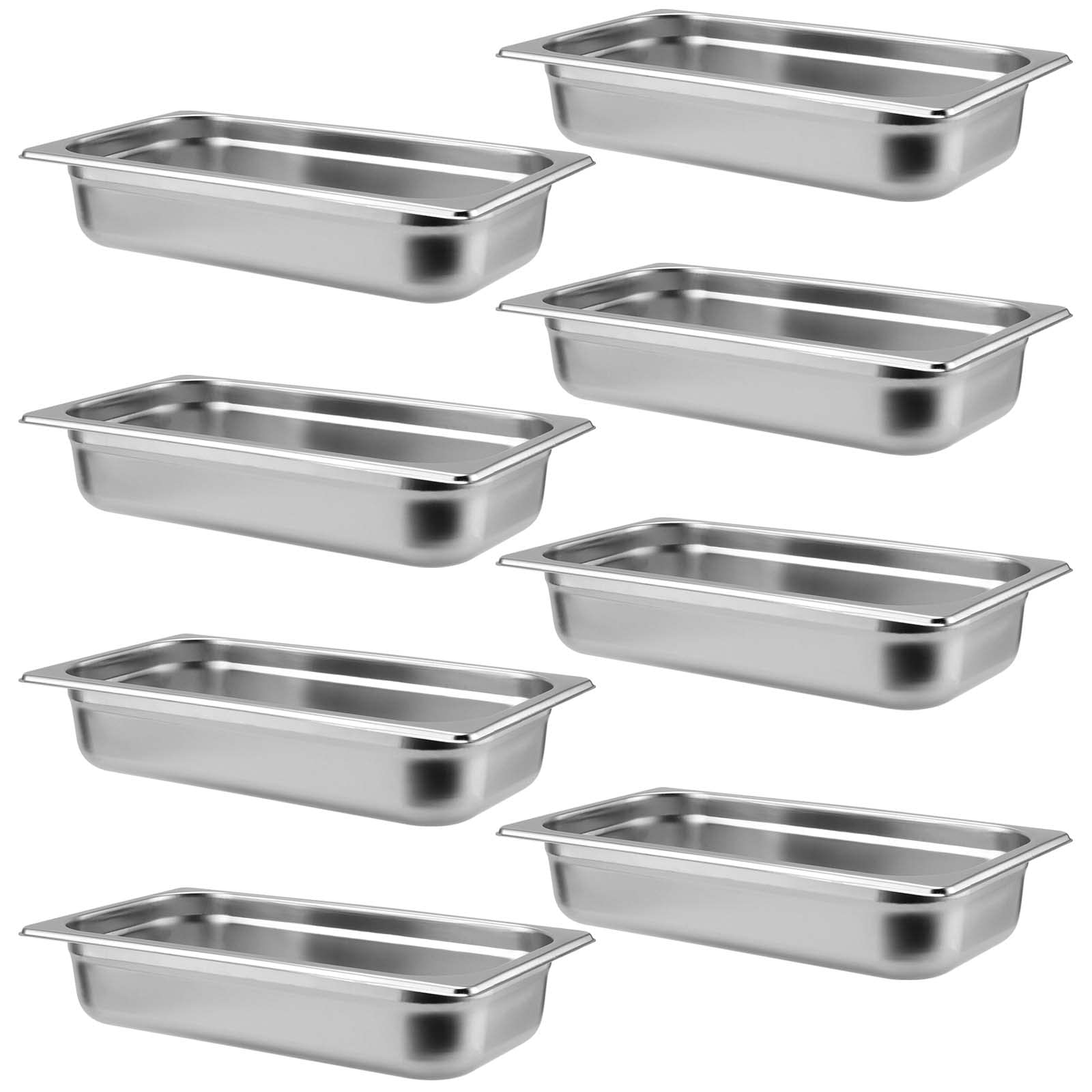 Photo 1 of SOUJAP 8 Pack Steam Table Pan 1/3 Size x 2.5 Inch Deep, Stainless Steel Anti-Jamming Food Cooking Pan, Steam Table Pan, Hotel Pan for Buffet, Restaurants, Catering Supplies