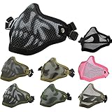 Airsoft Masks - Adjustable Half Metal Steel Mesh Face Mask And UV400 Goggles Set For Hunting, Paintball, Shooting