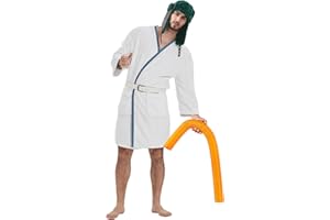 Makeupall Christmas Vacation Cousin Eddie Costume - White Robe Belt Pipe Hat Set from Christmas Vacation for Halloween Christmas Costume Cosplay Set
