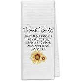 Dibor Friends Kitchen Towels, Gifts for Best Friend Dish Towel Dishcloth, Forever Friends Cloth Hand Tea Towels for Bathroom Kitchen, Friendship Gifts for Women, 16x24 Inches