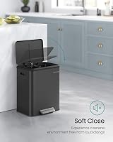 SONGMICS Kitchen Bin 2 x 4 Gal Double Bin Steel Soft-Close Lid LTB544B02 view 3