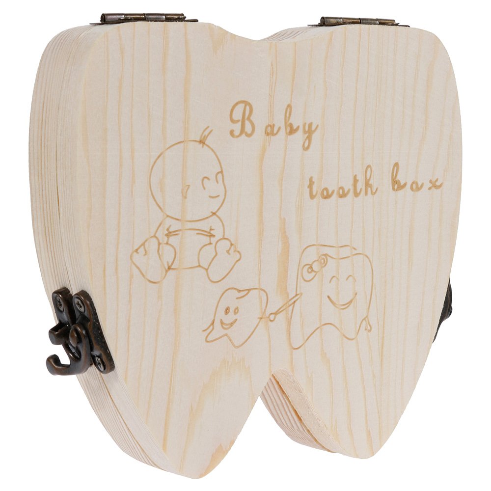 Lictin Caja de Dientes de Leche Unisex Almacenamiento Madera Almacenaje Para Dientes