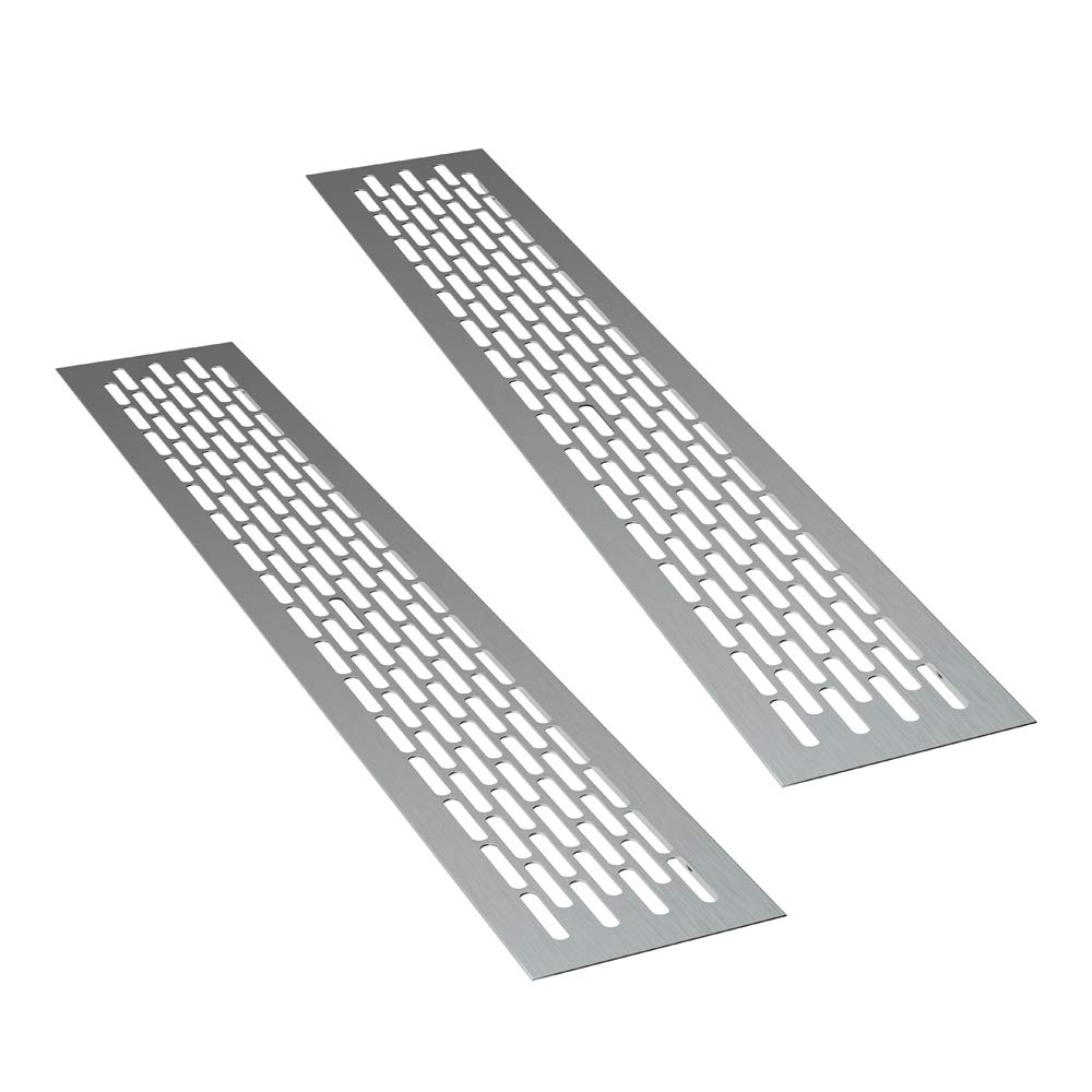 sossai® Aluminium Ventilation Grille - Alucratis (Pack of 2) | Rectangular - Dimensions: 44 x 8 cm | Colour: Aluminium | Anodised