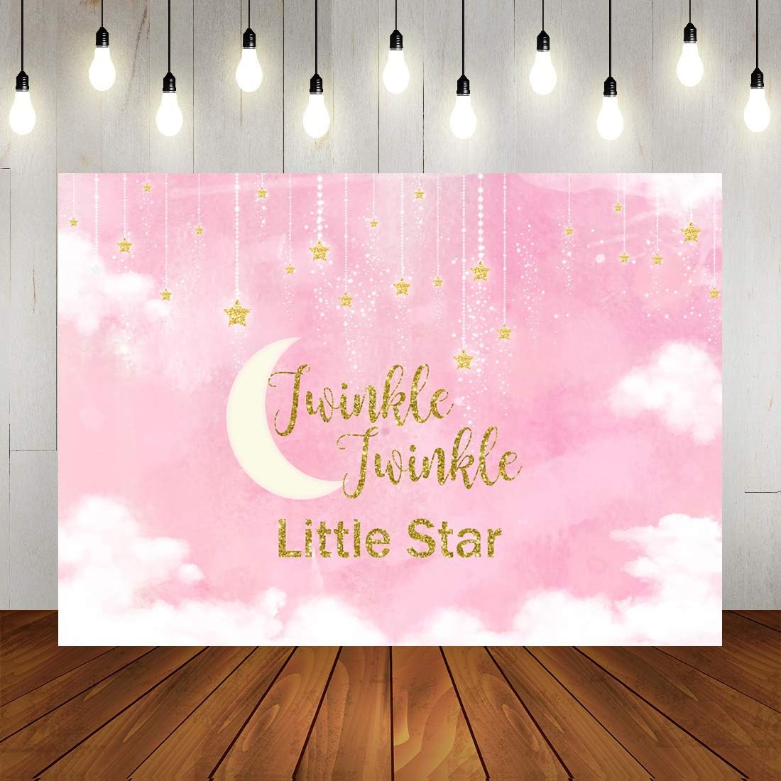 Sweet Pink Twinkle Twinkle Little Star Backdrop for