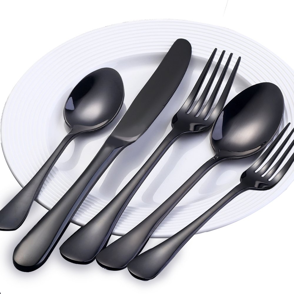 black flatware set,20piece black sterling electroplated metal