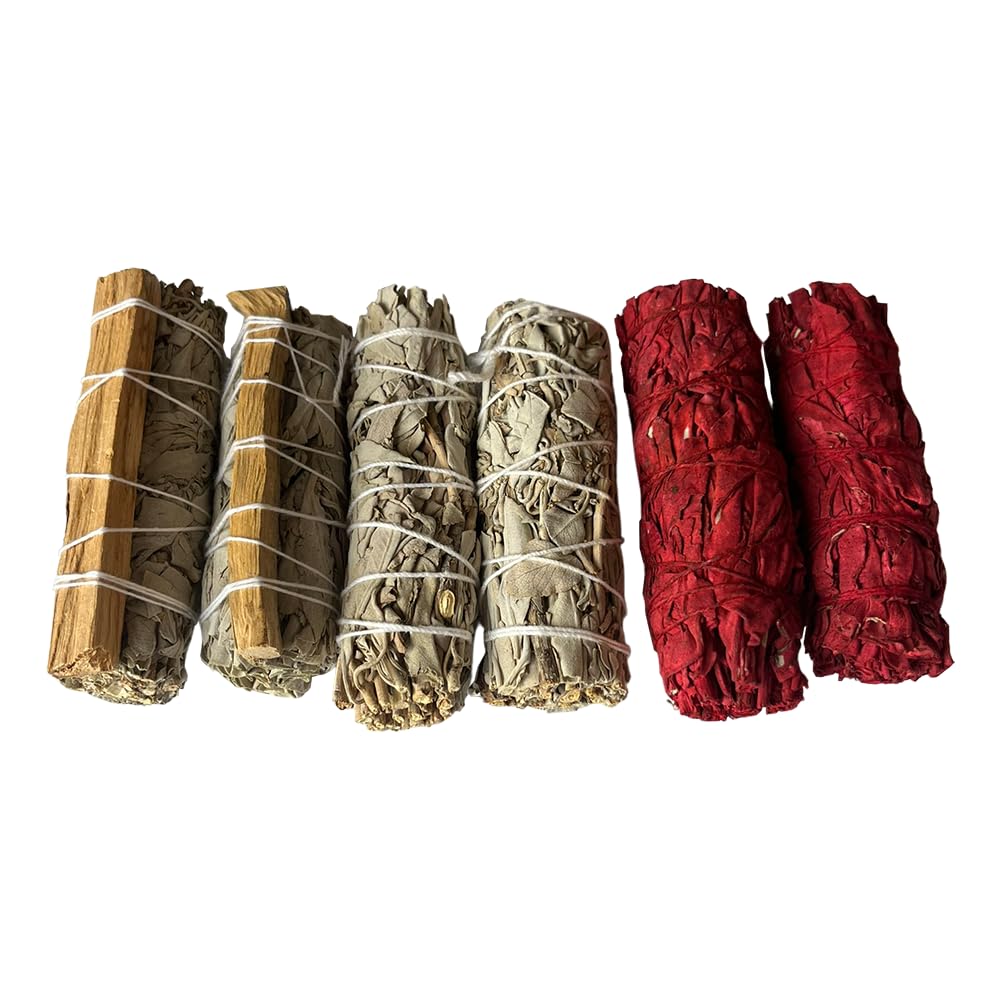 Smudge Sticks Variety Pack, 6pcs, Includes Classic Sage, Palo Santo Blend and Dragon’s Blood Sage, 4-inch