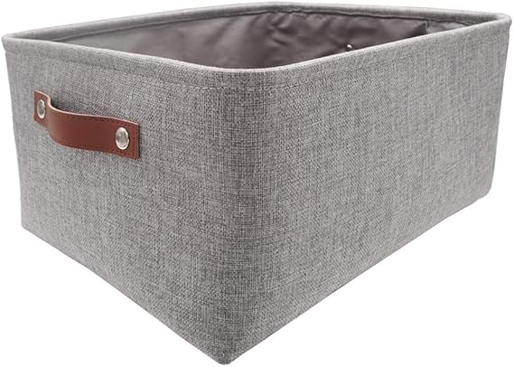 MANGATA Faltbare Aufbewahrungskörbe mit Ledergriff, Verdicktes Canvas