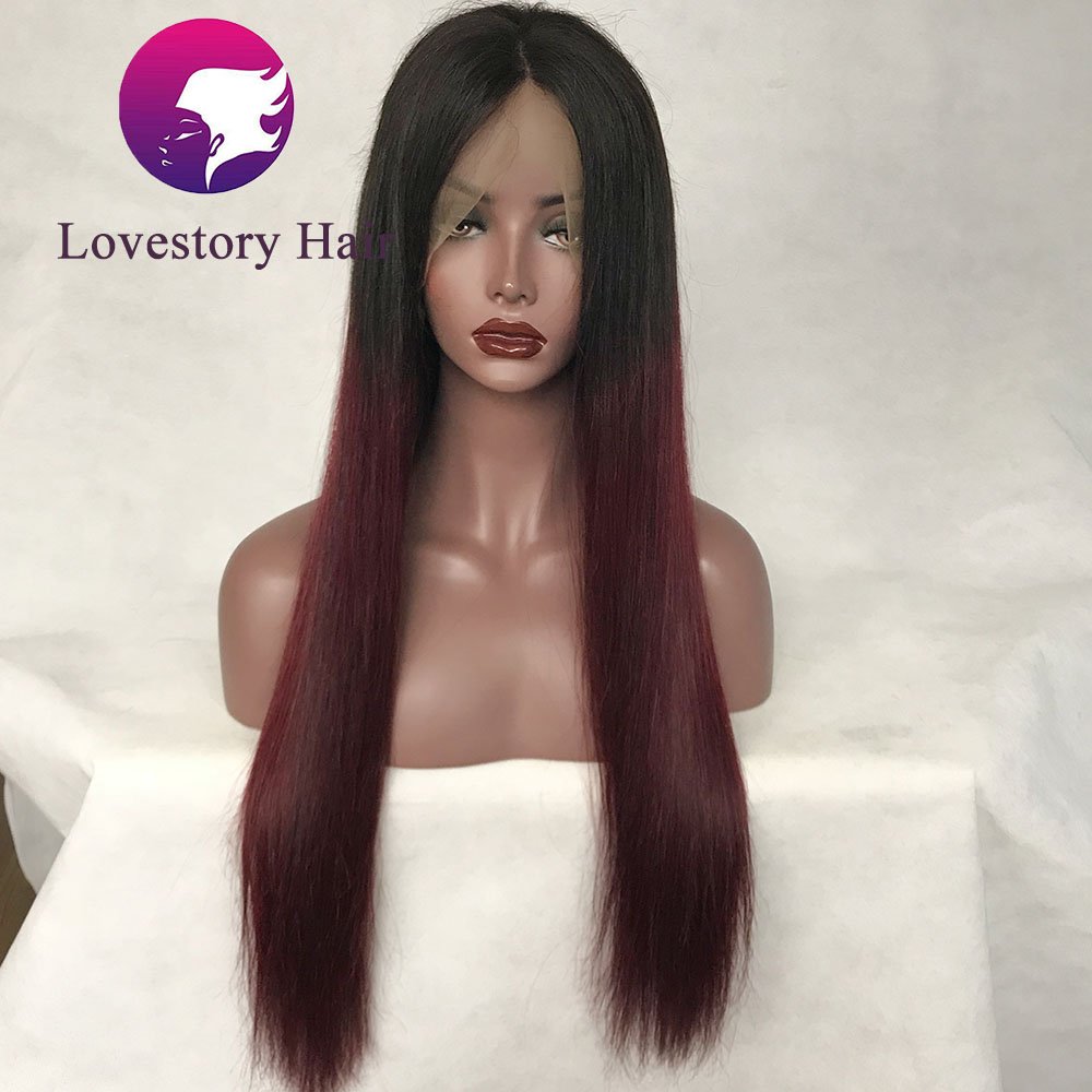 Amazon Com Lovestory Silky Straight Black Red Ombre Color Full