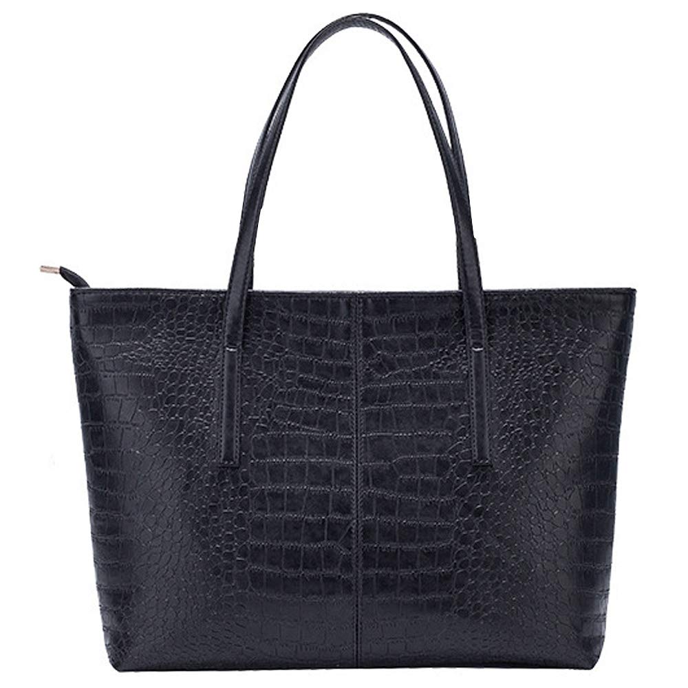 Ladies Designer Leather Style Large Tote Bag Shoulder Satchel Handbag (Crocodile pattern)