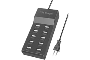 KINGFUTURE USB Charging Station 10-Port USB Charging Hub Family-Sized Smart Multi USB Charger Ports for Multiple Devices Tablet Laptop