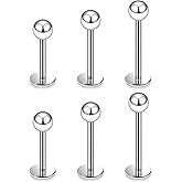 Ruifan Titanium Flat Back Lip Rings Externally Threaded Earrings Studs Nose Rings 20G 18G 16G 14G Ball Spike Tragus Cartilage Lobe Rook Helix Conch Labret Medusa Nostril Piercing Jewelry for Women Men
